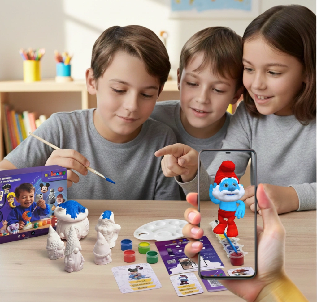 Mini Village Schtroumpf en Plâtre – Colorie & Explore AR